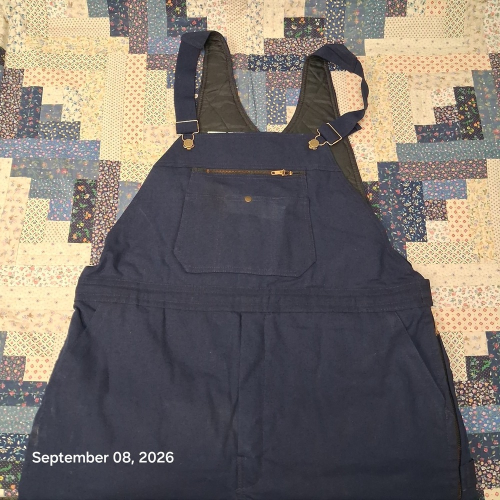Vintage Unitog Navy Blue Quilted Insulated Bib Overalls Mens XL USA Made